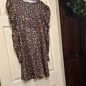Floral Kids Dress - Black and Orange